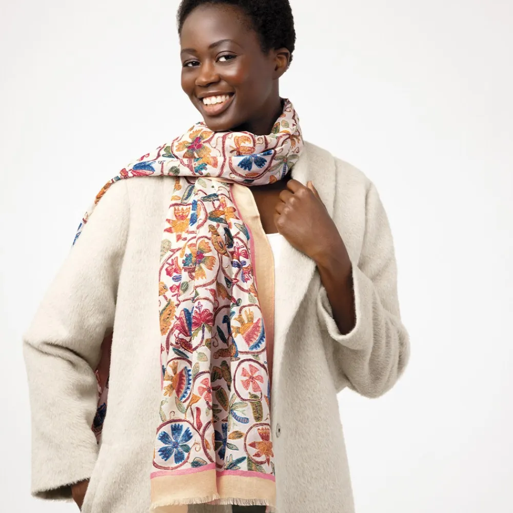The Met Store British Flowering Vines Embroidered Oblong Scarf