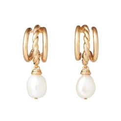 New The Met Store Cypriot Twist Pearl Necklace and Triple-Hoop Earrings Set
