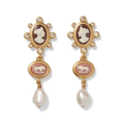 Hot The Met Store European Cameo Charm Necklace and Drop Earrings Set