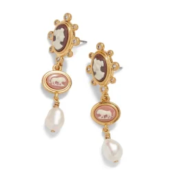 Hot The Met Store European Cameo Charm Necklace and Drop Earrings Set