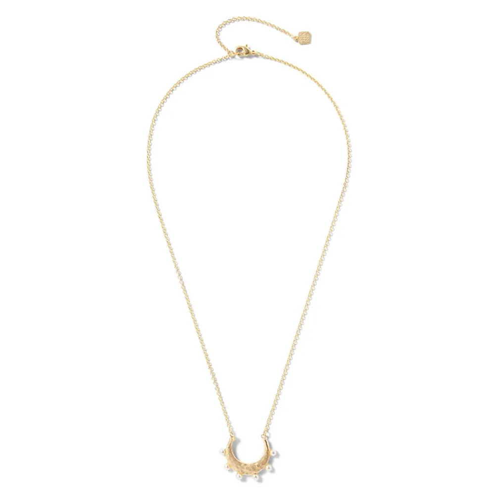 Clearance The Met Store Hammered Crescent Pearl Pendant Necklace