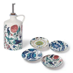 The Met Store Iznik Garden Oil Cruet and Dipping Bowl Set