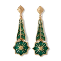 The Met Store Lotus Pagoda Plique-à-Jour Long Drop Earrings