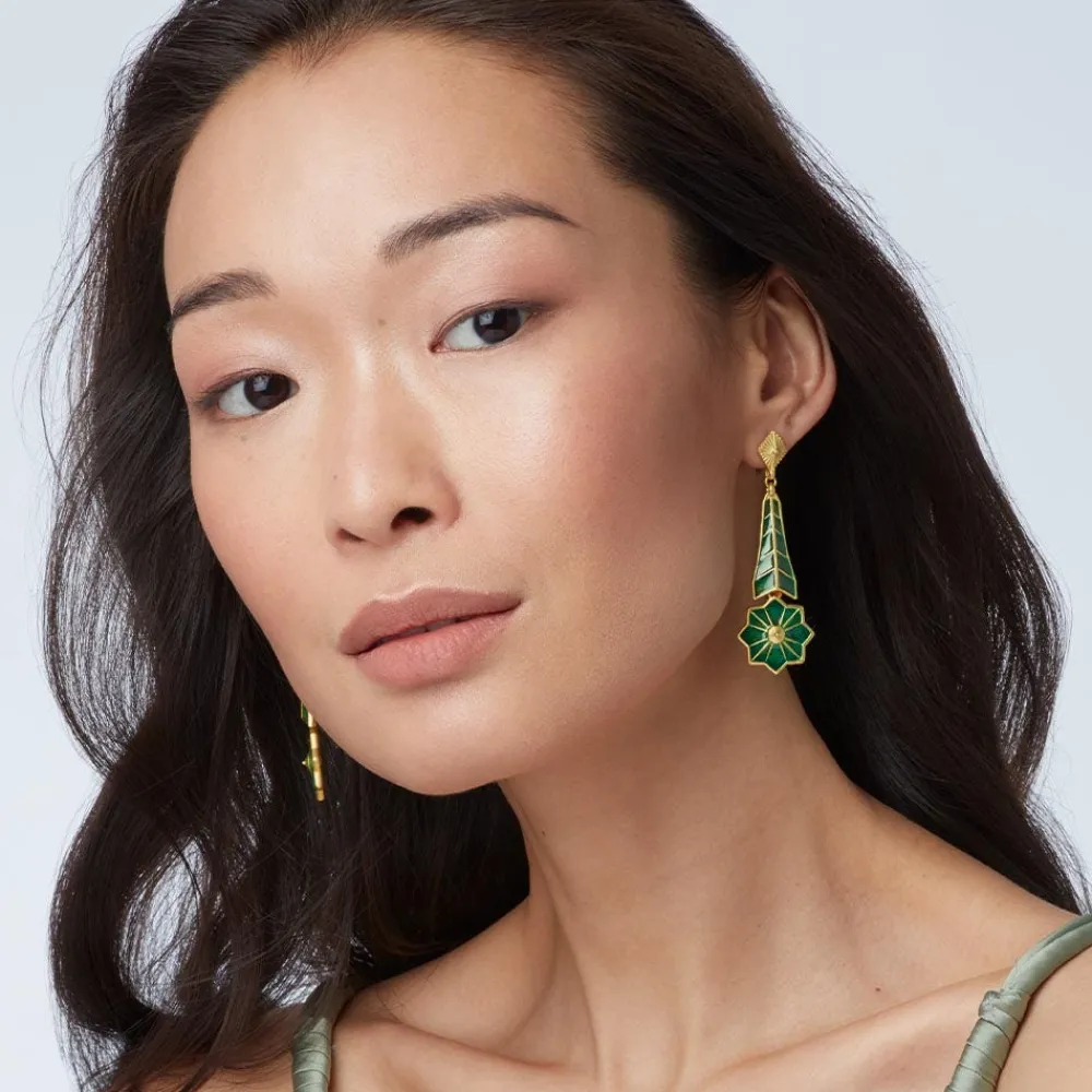 The Met Store Lotus Pagoda Plique-à-Jour Long Drop Earrings