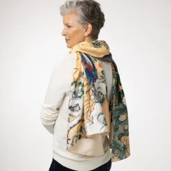 Clearance The Met Store Momoyama Cranes and Flowers Oversize Silk Shawl