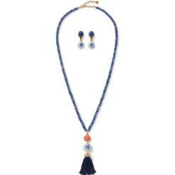 Discount The Met Store Qing Bottle Lariat Necklace and Floral Drop Earrings Set