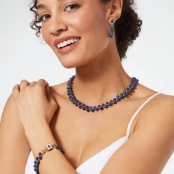 Online The Met Store Spanish Baldric Lapis Braided Necklace and Elongated Drop Earrings Set