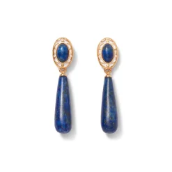 Online The Met Store Spanish Baldric Lapis Braided Necklace and Elongated Drop Earrings Set