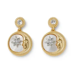 Clearance The Met Store Spanish Day and Night Magnifier Pendant Necklace and Moon Drop Earrings Set