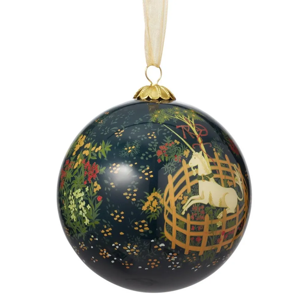 Outlet The Met Store Unicorn in a Garden Hand-Painted Glass Ornament