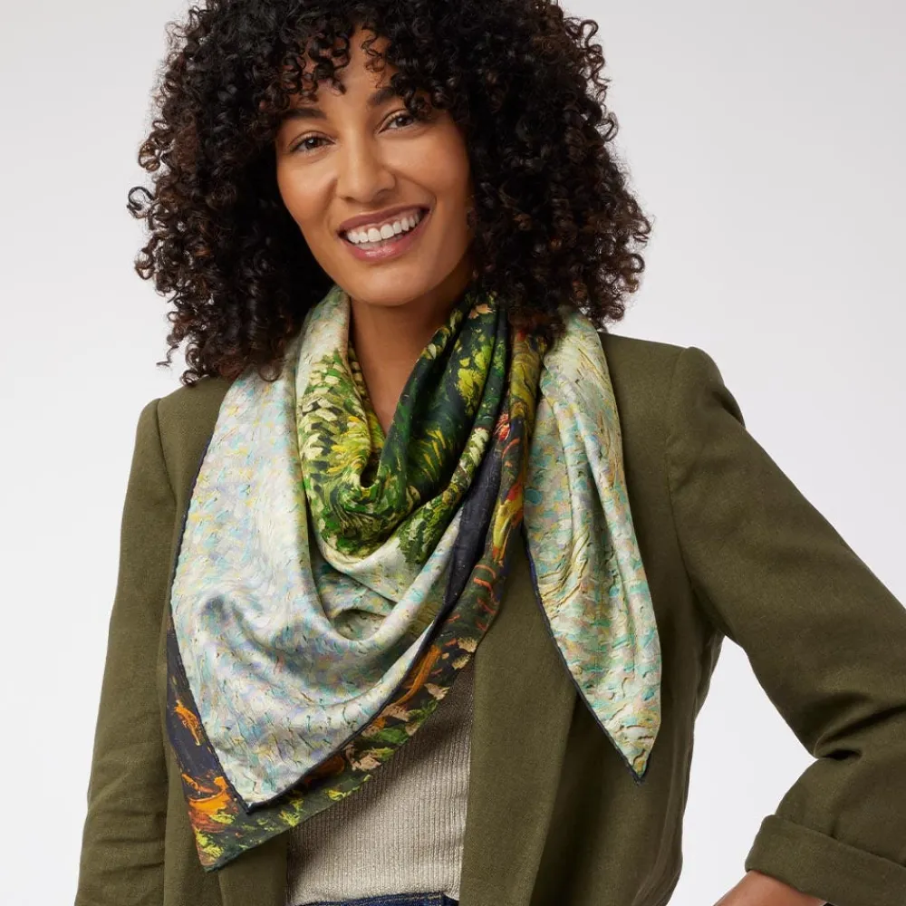 Hot The Met Store Van Gogh Stylized Nature Double-Sided Square Silk Scarf