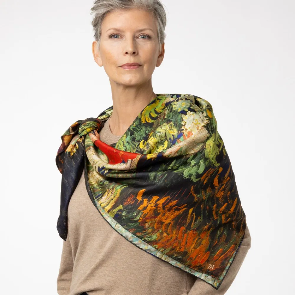 Hot The Met Store Van Gogh Stylized Nature Double-Sided Square Silk Scarf
