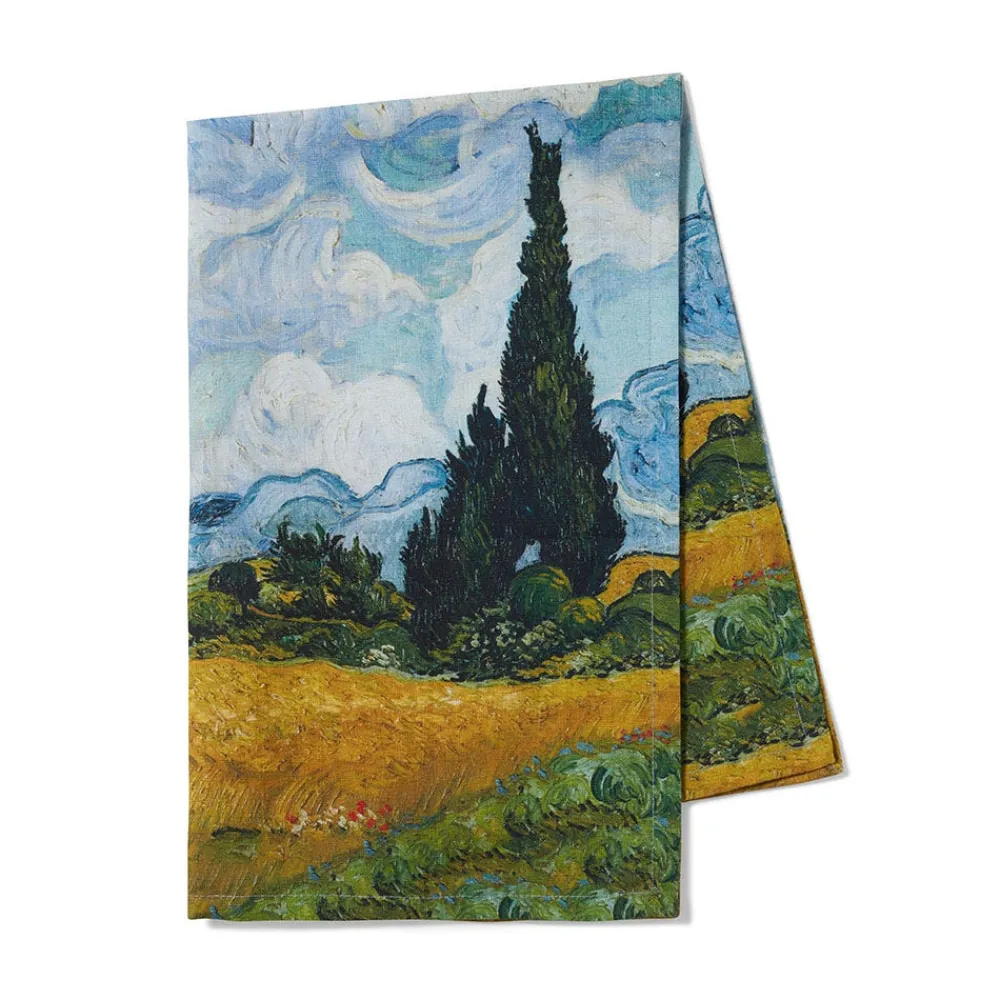 Hot The Met Store Van Gogh Wheat Field with Cypresses Tea Towel