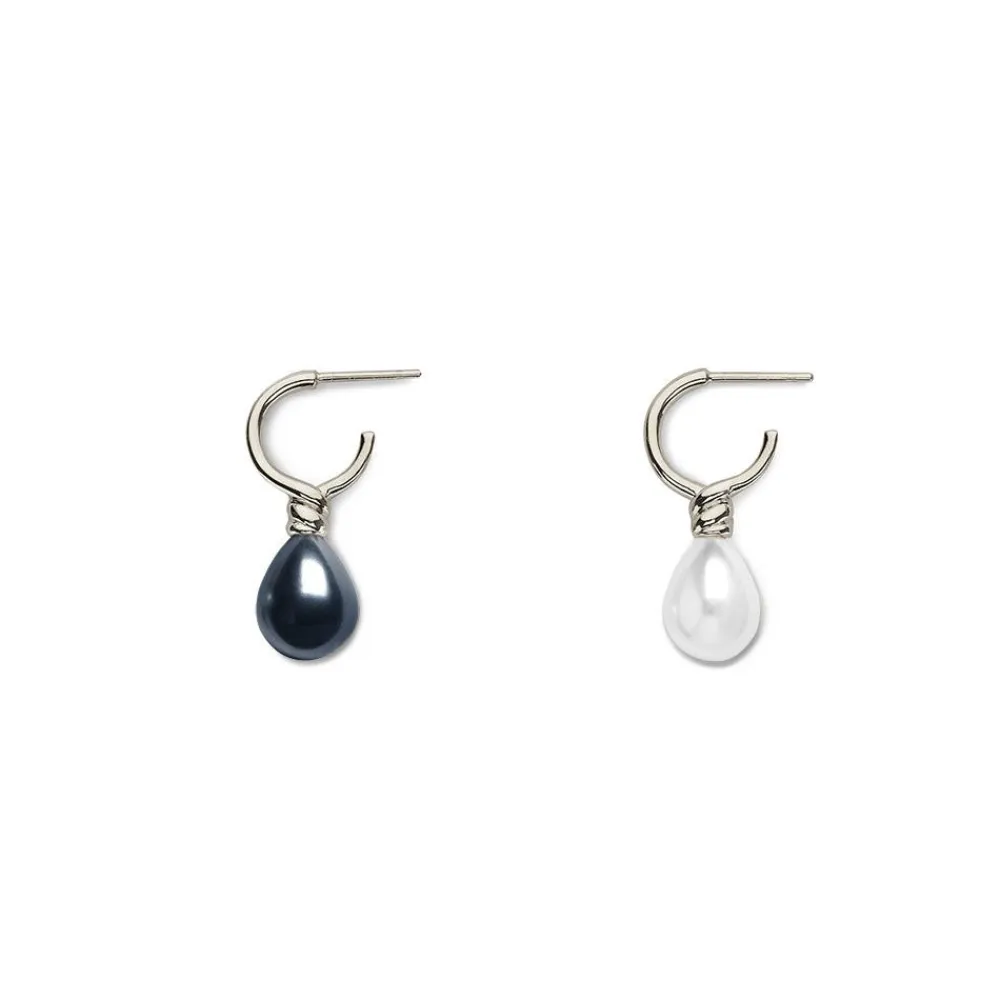 Outlet The Met Store Venus Pearl Silver Drop Earrings, Black/White