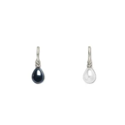 Outlet The Met Store Venus Pearl Silver Drop Earrings, Black/White