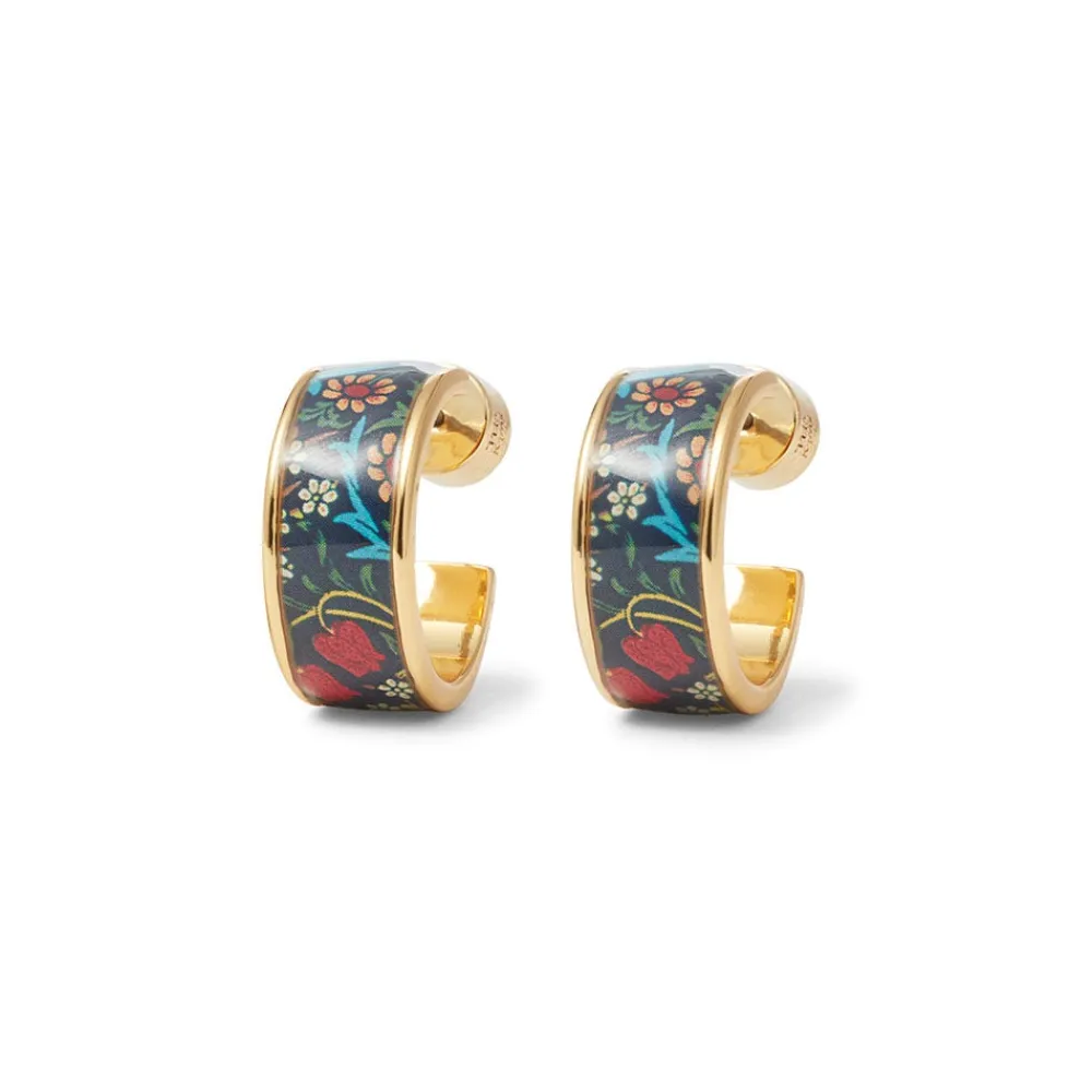 New The Met Store William Morris Blackthorn Enamel Hoop Earrings