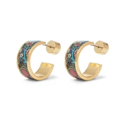 New The Met Store William Morris Blackthorn Enamel Hoop Earrings