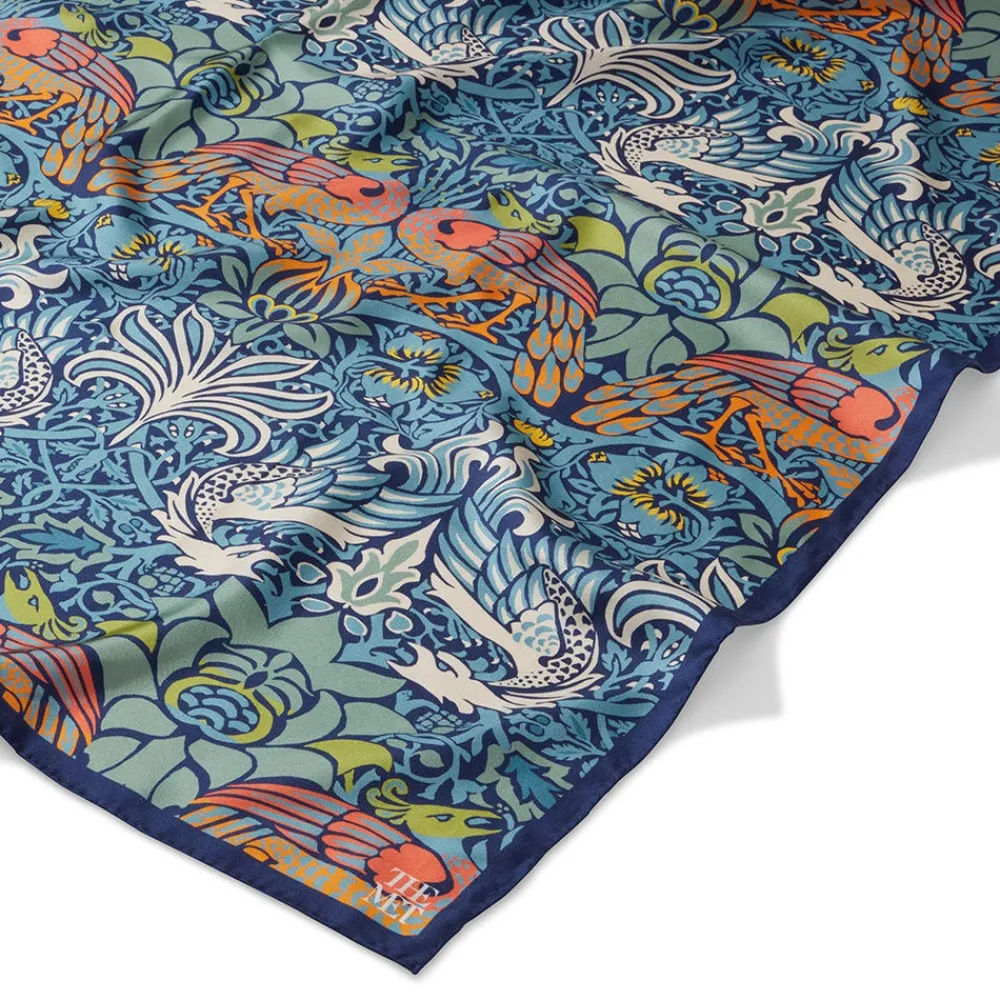 New The Met Store William Morris Peacock and Dragon Square Silk Scarf